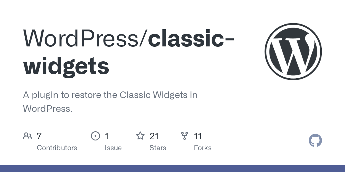 classic-widgets/classic-widgets.php at trunk · WordPress/classic-widgets – GitHub